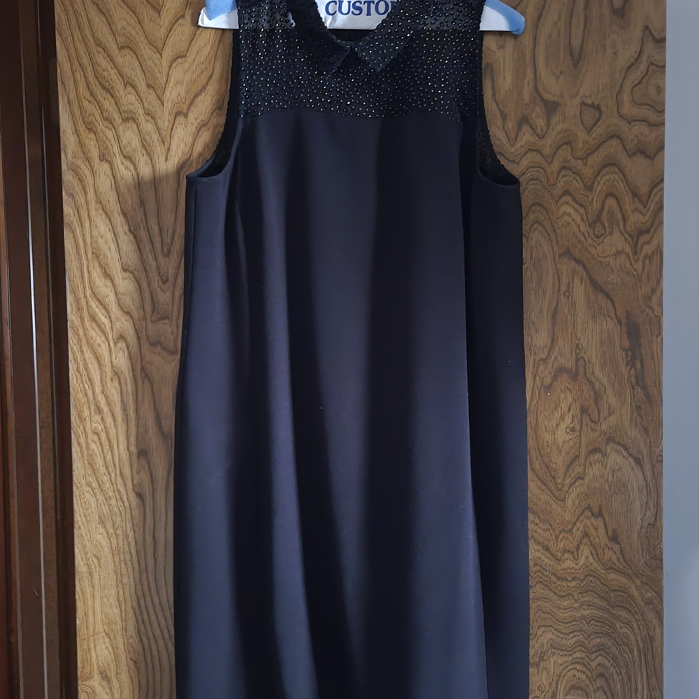 Loft Vintage Black Sleeveless Dress With Cheetah Detail